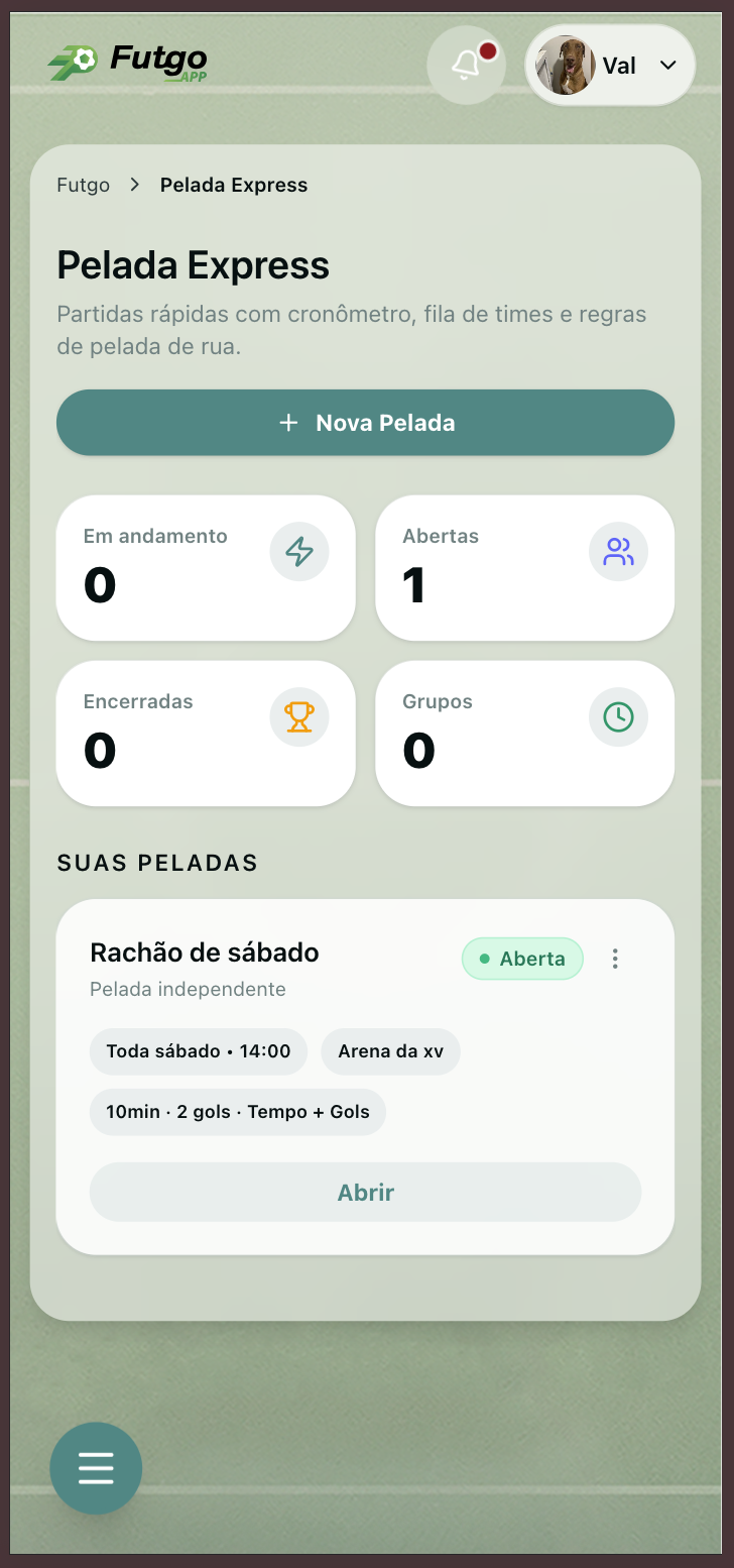 Pelada Express no celular